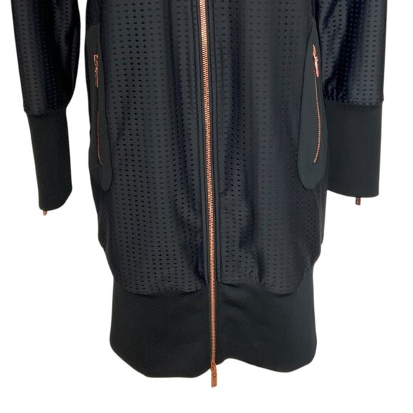 Lime & Vine Jacket Coat Dress M Black Zipper Cuffs Mock Neck Pockets Versatile - Picture 9 of 12